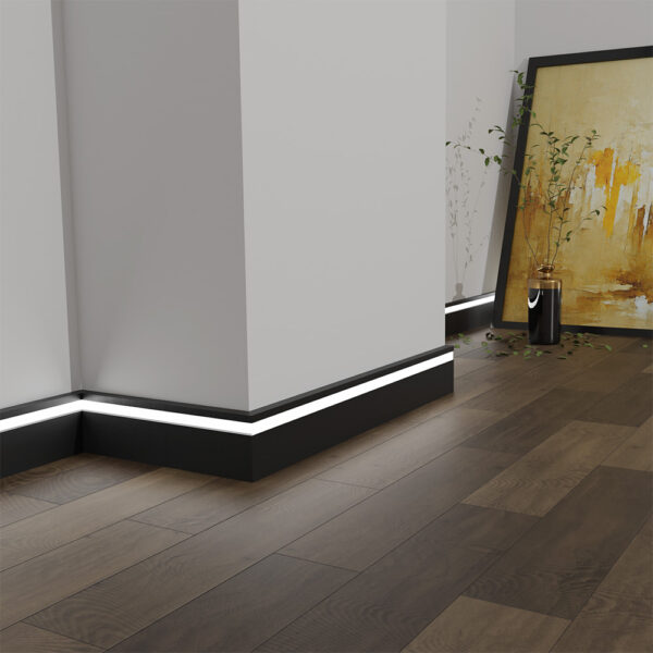 Czarna Listwa Przypodłogowa LED LCL-15
